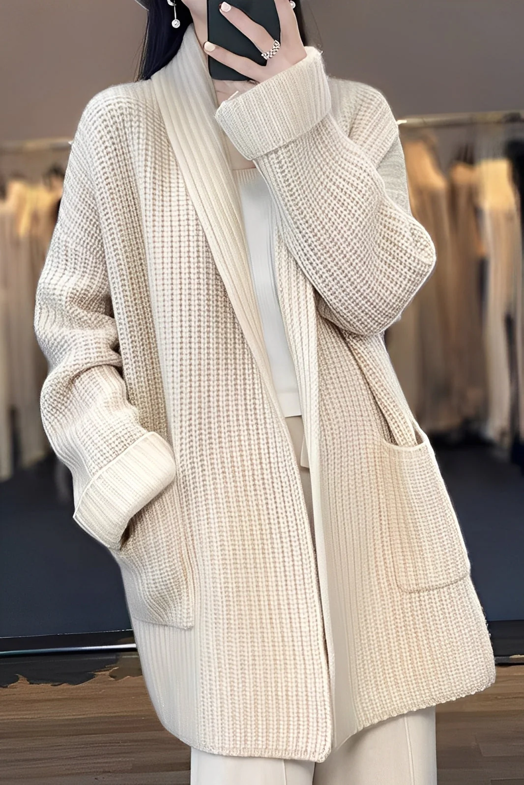 Alma | Elegancki długi kardigan damski - Image 3