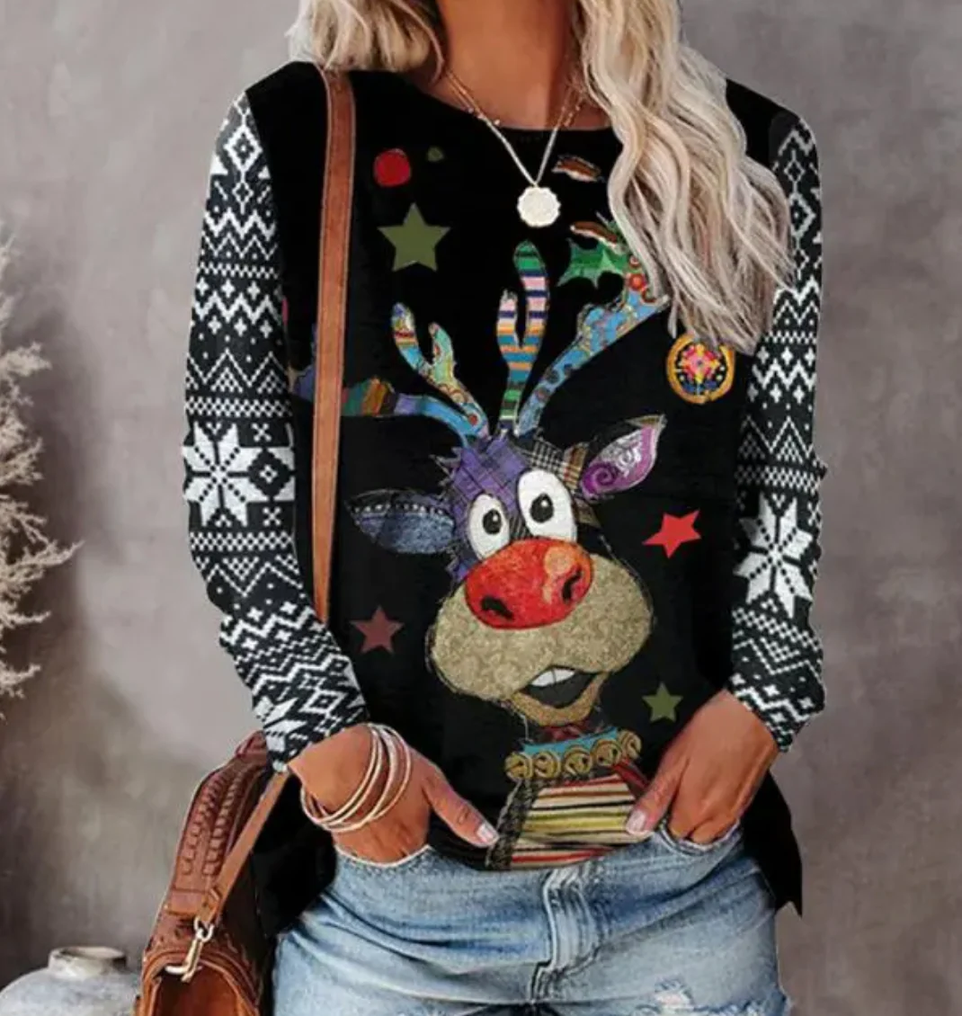 Ania – Damska bluza świąteczna z reniferem - Image 2