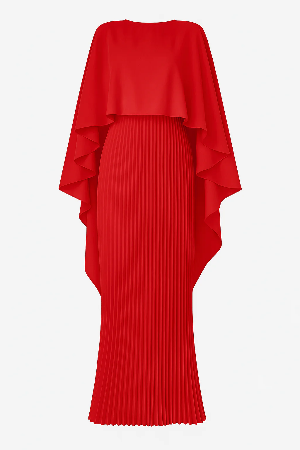 Anna | Elegancka plisowana sukienka maxi z peleryną i drapowanym krojem - Image 2