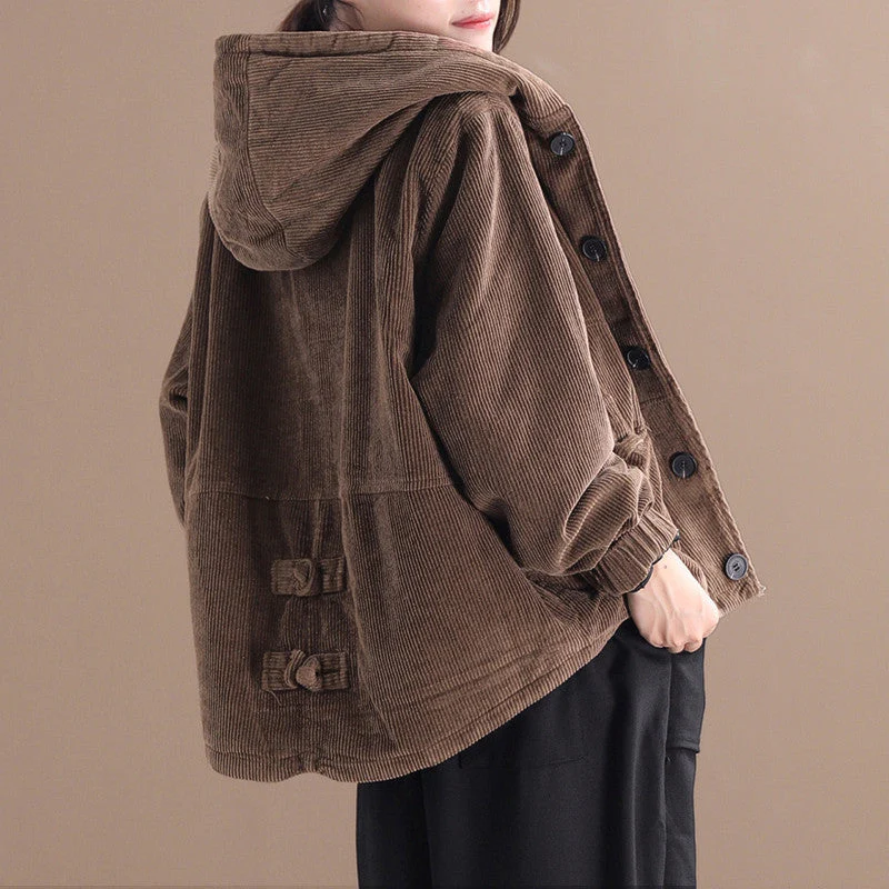 Becca - Modna Krótka Kurtka z Sztruksu – Luźny Krój, Zimowa - Image 3