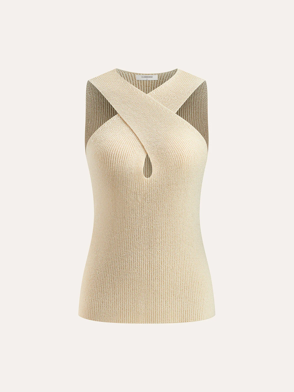 Becca | Top damski typu halter z krzyżowanym kołnierzem, dopasowany fason - Image 3