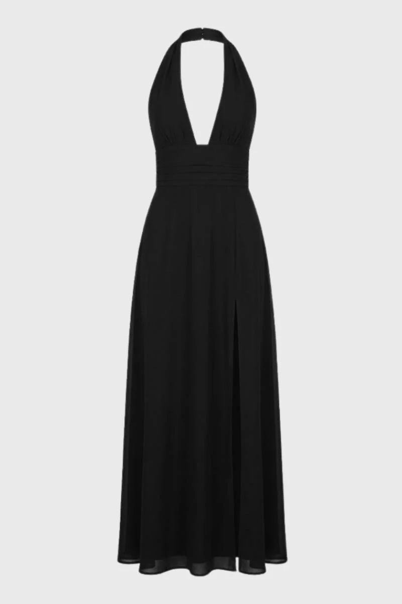 Beverly | Sukienka maxi damska elegancka na ramiączkach halter - Image 3