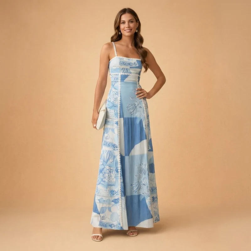 Caley | elegancka sukienka maxi damska z kokardą na plecach