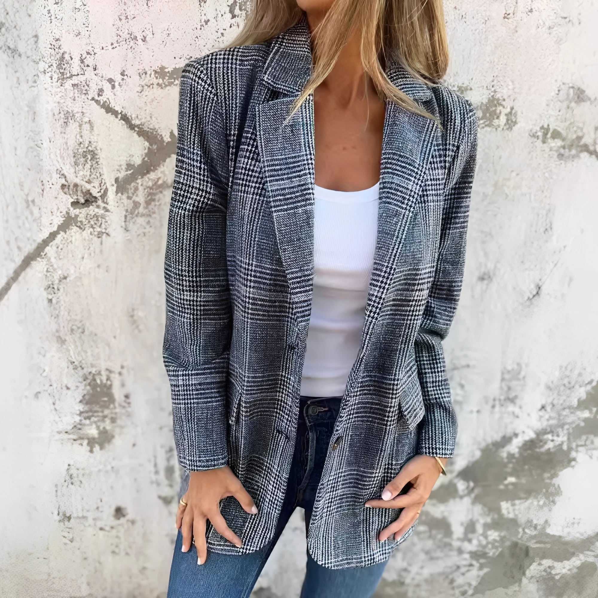Callie - Damski formalny blezer w kratkę