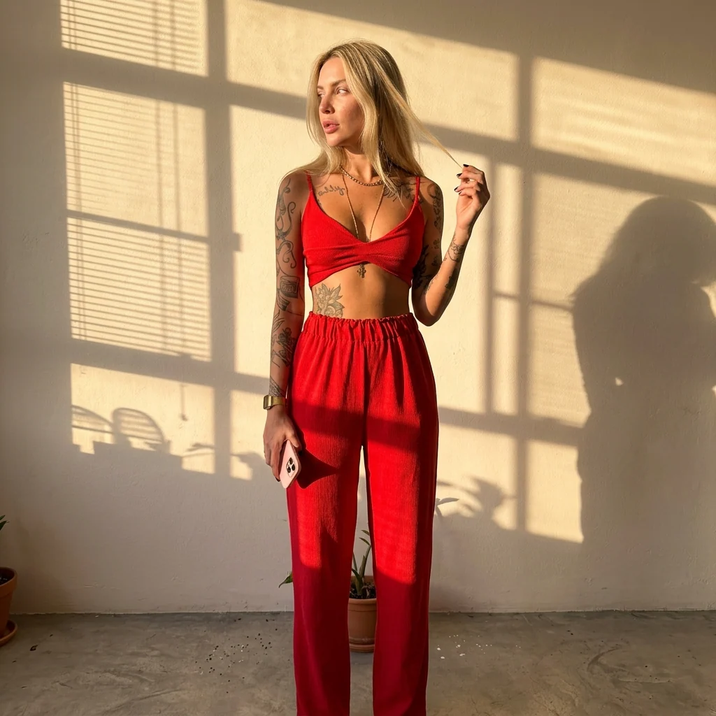 Cara | komplet damski 2-częściowy boho z crop topem w motyle