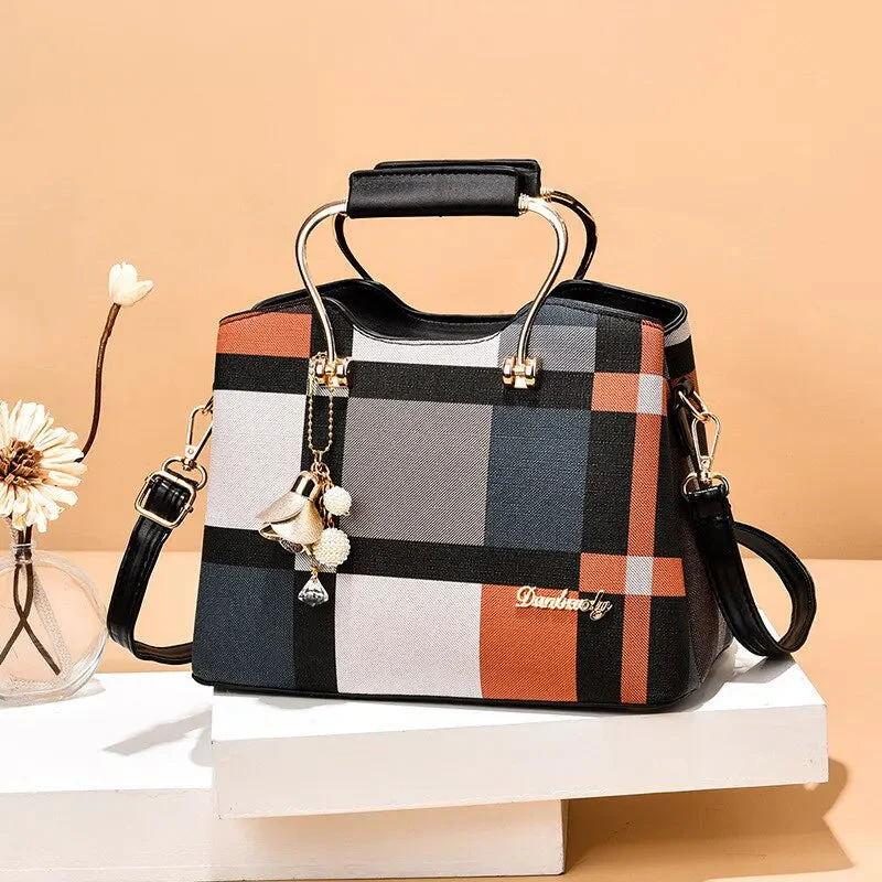 Carry | Torebka damska kraciasta elegancka do ręki i na ramię stylowa klasyczna - Image 6
