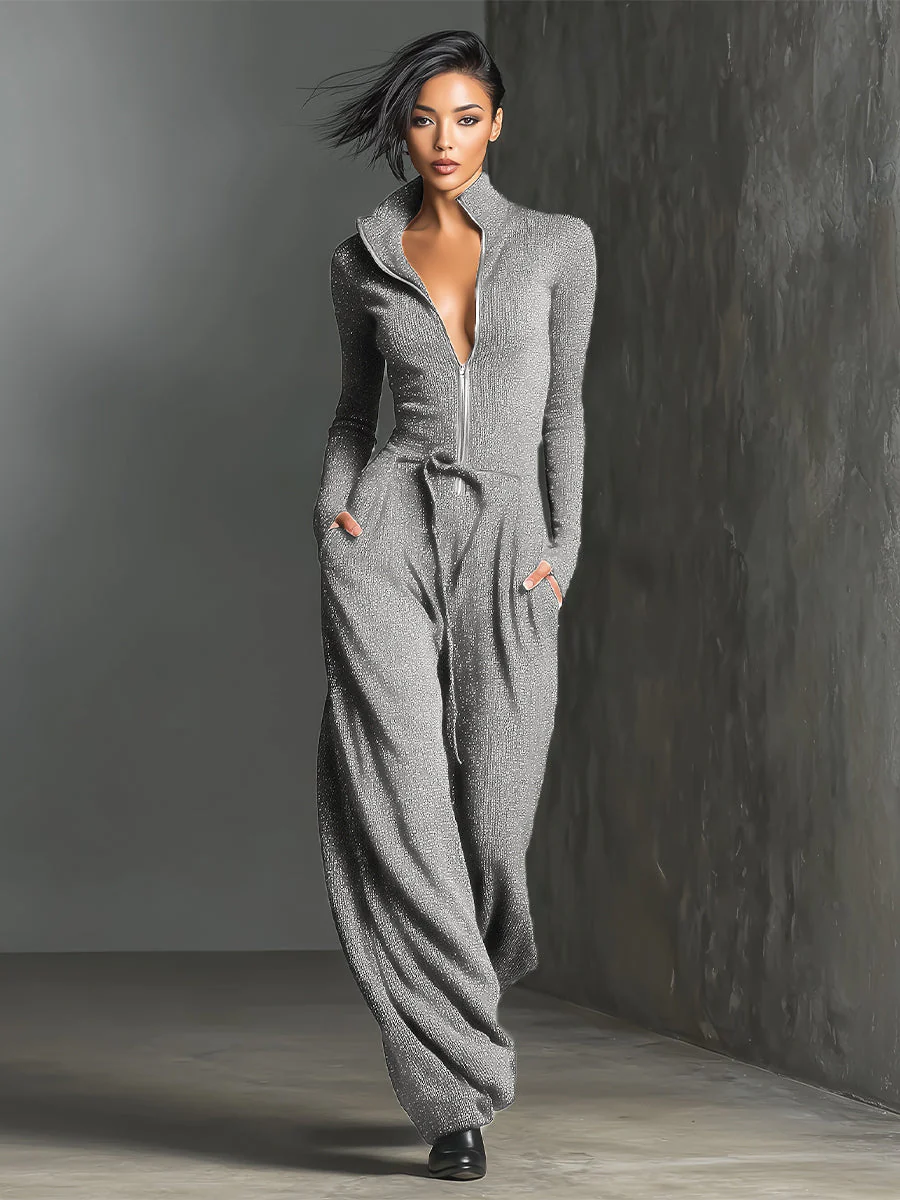 Chloe – Damski elegancki kombinezon z głębokim dekoltem i szerokimi nogawkami - Image 6
