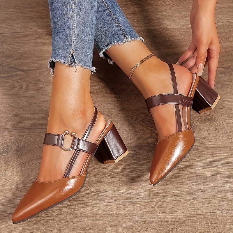 Damskie sandały na słupku z paskiem typu slingback, ortopedyczne i wygodne