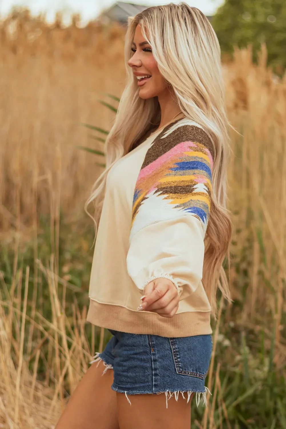Daphne | Damski kolorowy sweter z rękawami w aztecki wzór, modny casual - Image 4