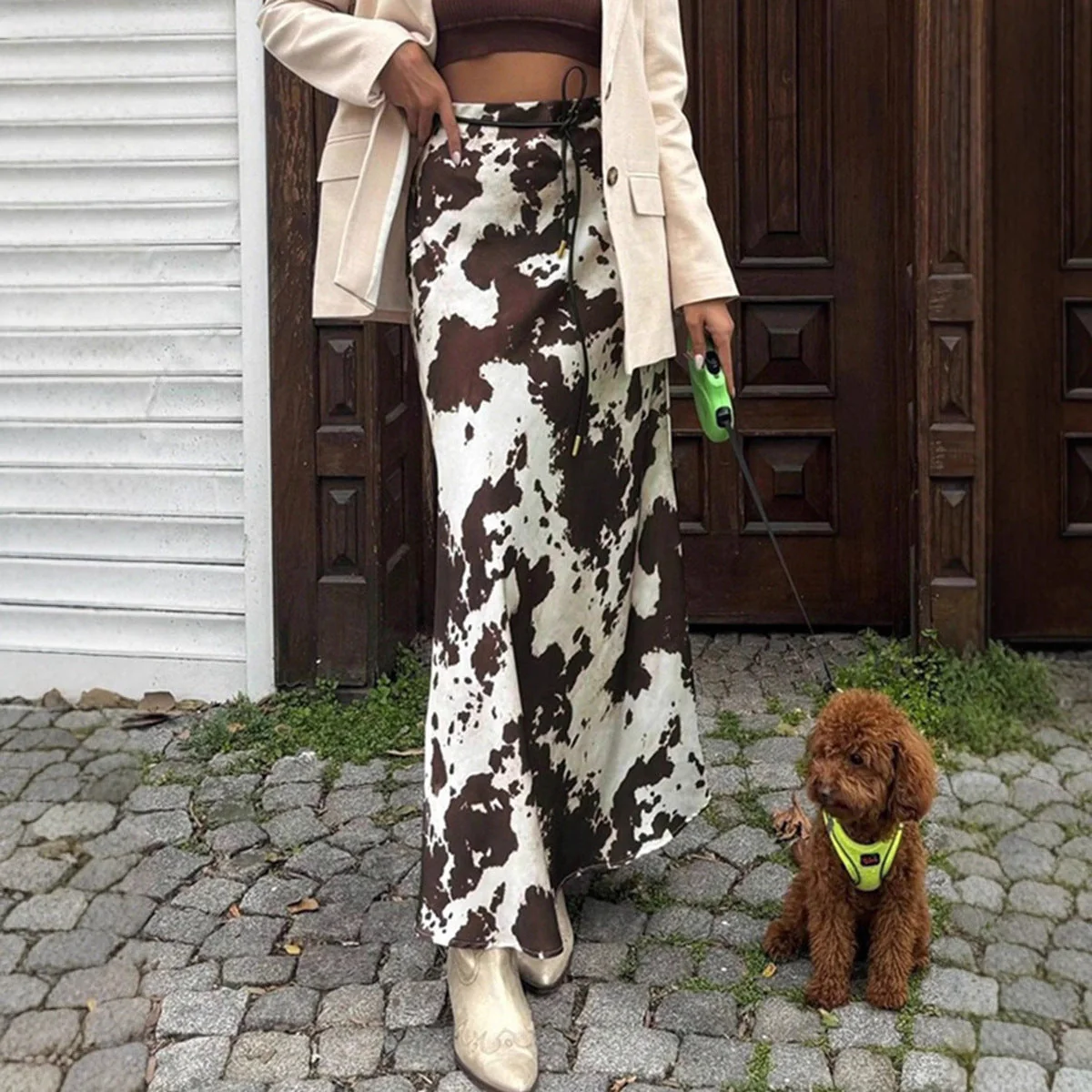 Darlene | satynowa spódnica damska w zwierzęcy wzór, elegancka i stylowa