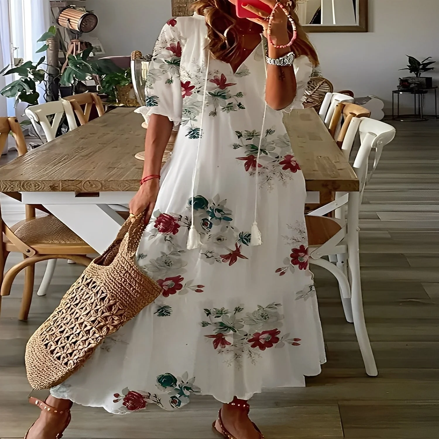Davina - Sukienka elegancka z dekoltem V luźna dla kobiet - Image 2