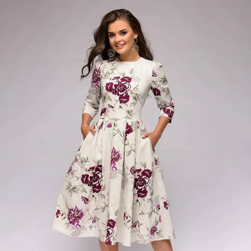 Eliana - Elegancka sukienka midi z kwiatowym wzorem - Image 8