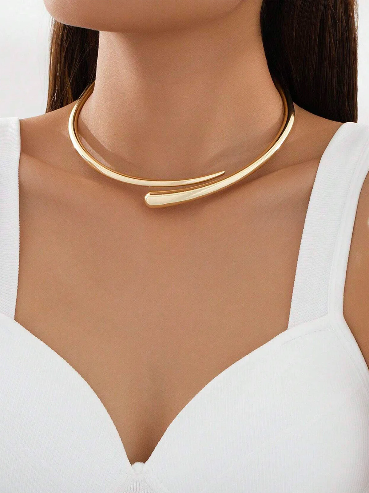 Ellen | Choker damski nowoczesny elegancki minimalistyczny naszyjnik krótki złoty