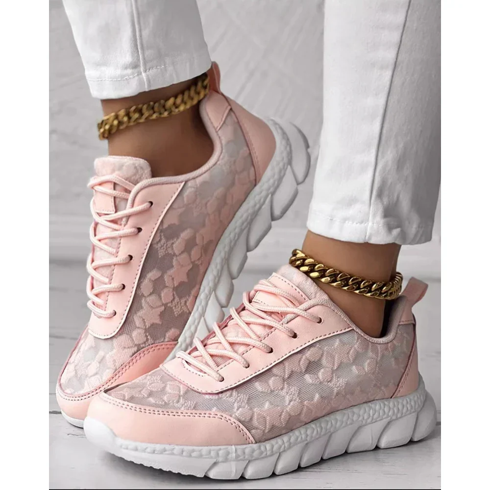 Elvira - Damskie buty sportowe sneakersy ortopedyczne z koronkowymi wstawkami - Image 6