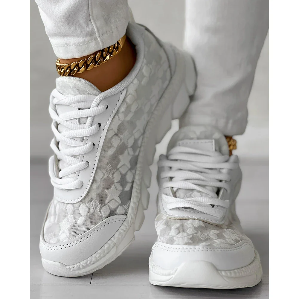 Elvira - Damskie buty sportowe sneakersy ortopedyczne z koronkowymi wstawkami - Image 7