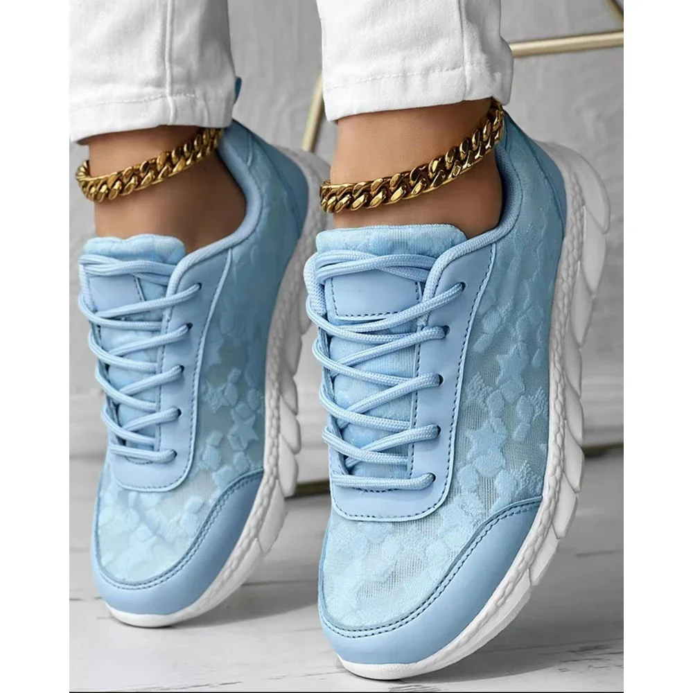Elvira - Damskie buty sportowe sneakersy ortopedyczne z koronkowymi wstawkami - Image 8