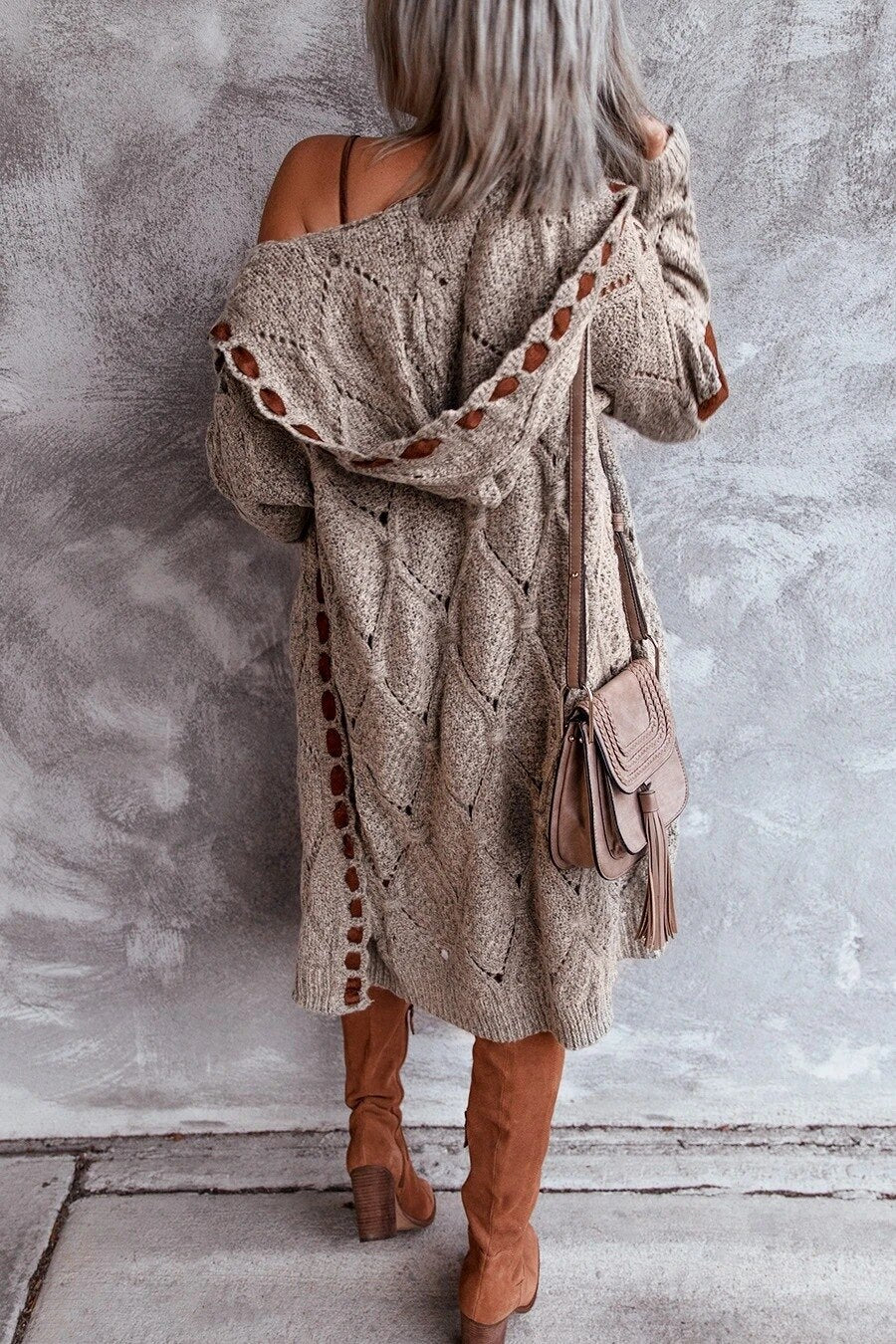 Evelyn | Stylowy długi kardigan damski z kapturem - Image 4