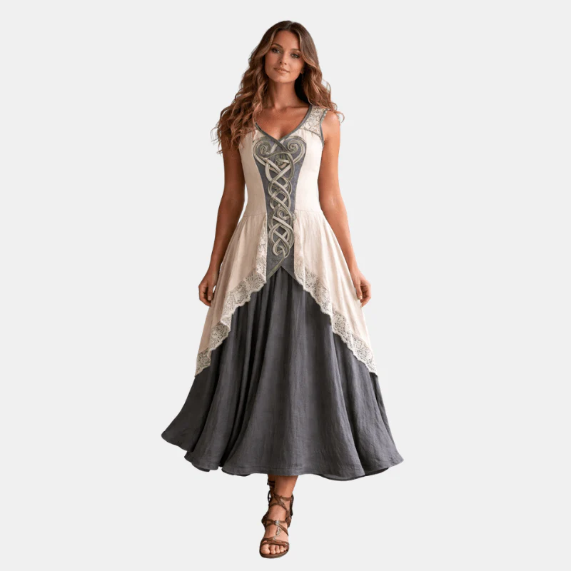 Felicity | sukienka maxi damska boho z węzłem celtyckim i zwiewnym krojem