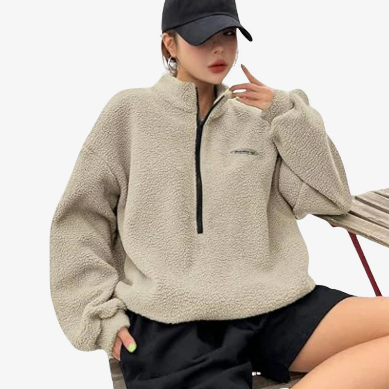 Gage | Sweter damski oversize z długim rękawem i stójką, dzianinowy - Image 3