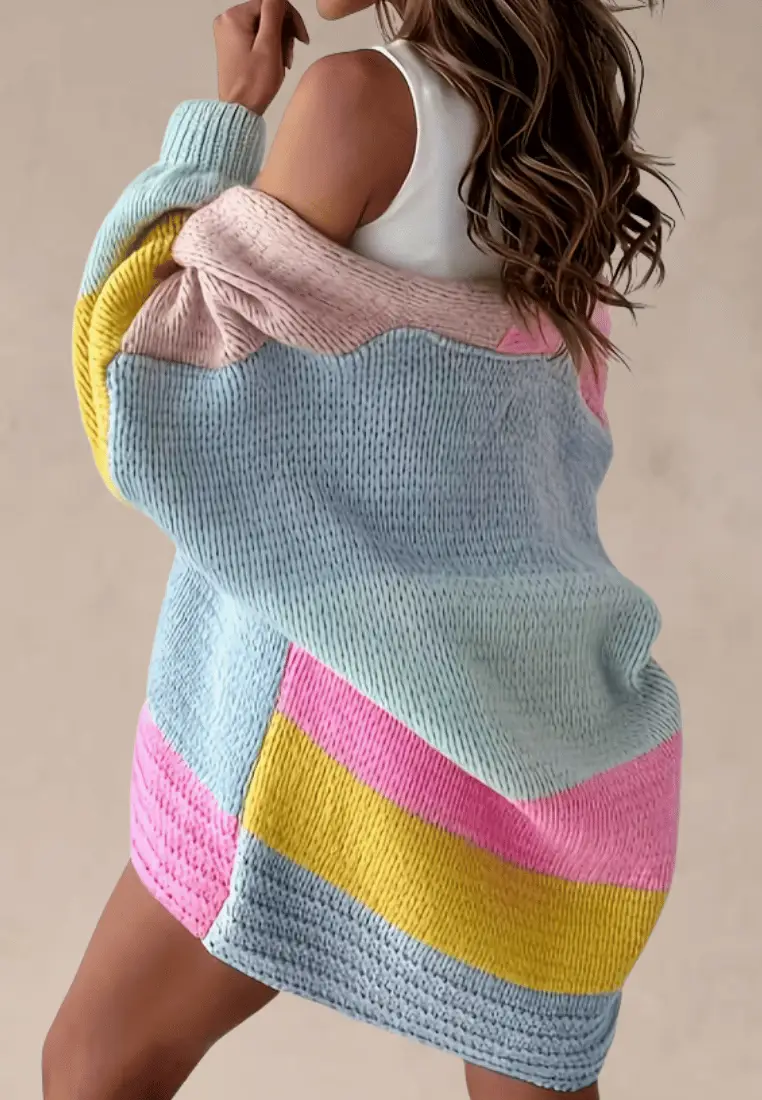 Gemma - Pastelowy kardigan damski oversize z miękkiej dzianiny bez zapięcia - Image 2
