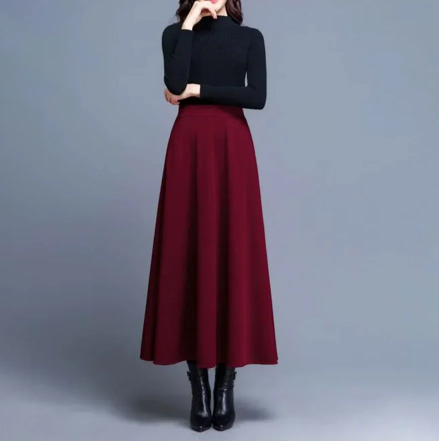 Hattie - Bordowa spódnica maxi