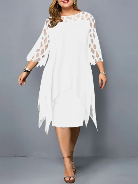 Hattie - Elegancka sukienka plus size z szyfonową warstwą i ażurowymi rękawami - Image 13
