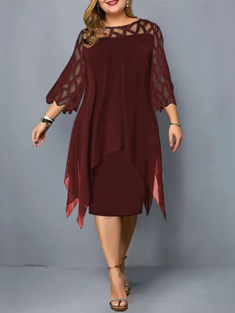 Hattie - Elegancka sukienka plus size z szyfonową warstwą i ażurowymi rękawami - Image 7