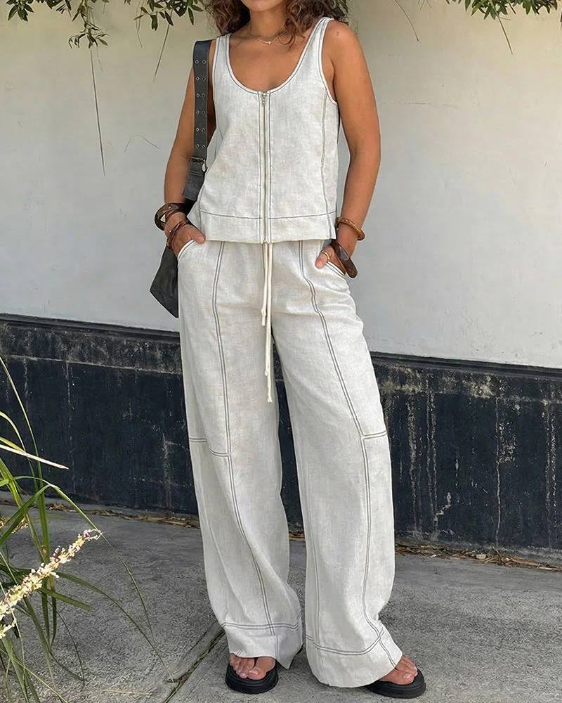 Holly | Komplet damski casual z topem na ramiączkach