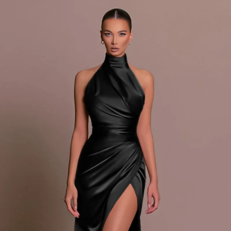 Isolde - Elegancka satynowa suknia wieczorowa z wysokim rozcięciem - Image 4