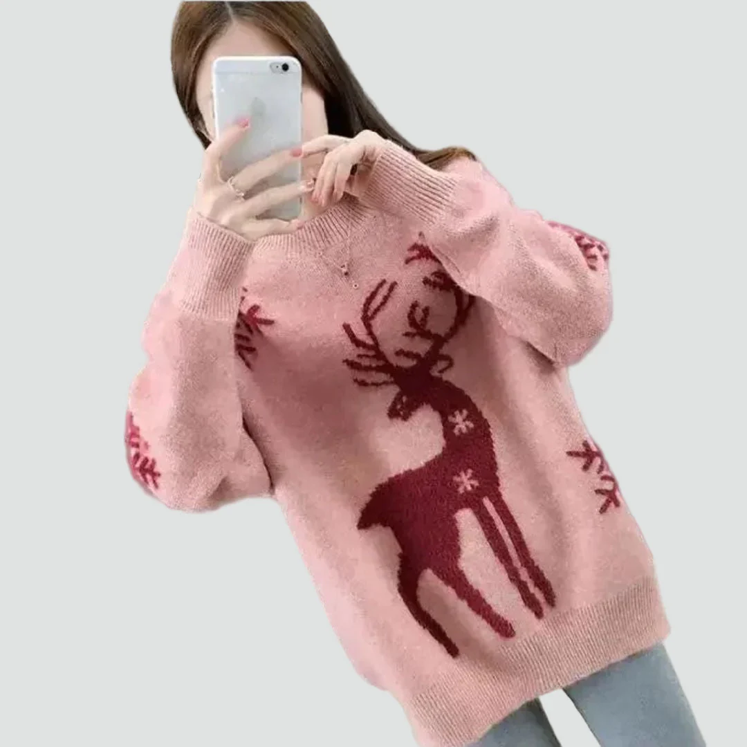 Izabela - Ciepły świąteczny sweter damski z reniferem miękki i przytulny - Image 2