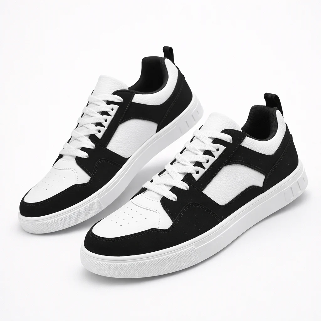 Judith | Damskie sneakersy czarno-białe sznurowane o miejskim