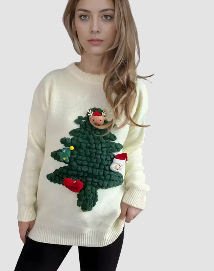 Julia - Damski sweter świąteczny z 3D choinką, miękki i ciepły - Image 3