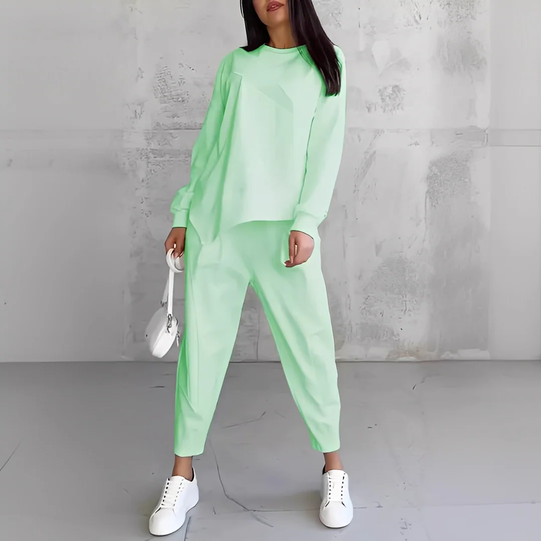 Karlene - Sweter z okrągłym dekoltem i spodnie damskie zestaw - Image 7