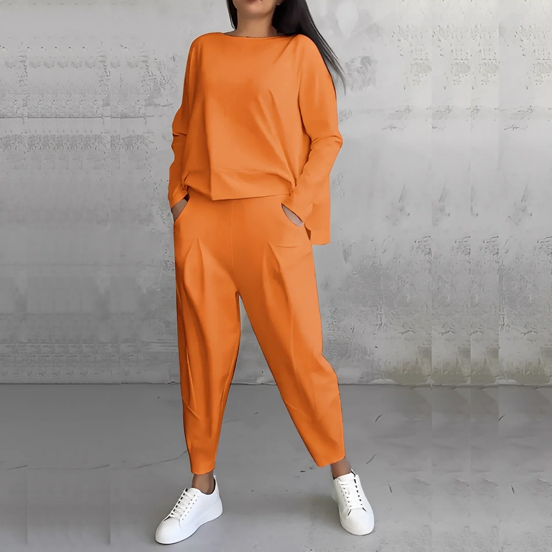 Karlene - Sweter z okrągłym dekoltem i spodnie damskie zestaw - Image 8
