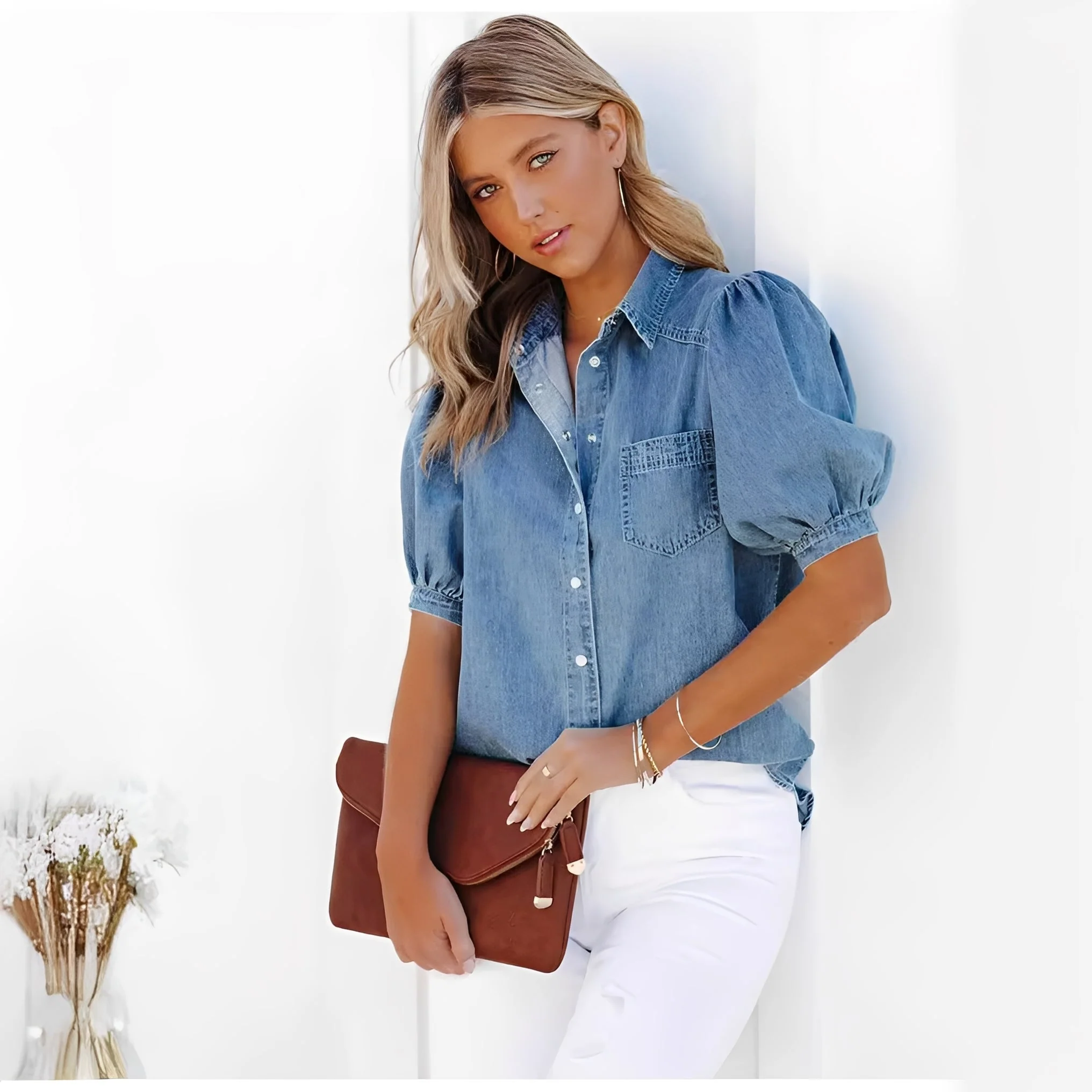 Karly - Klasyczna i wygodna koszula z denimu dla kobiet - Image 3