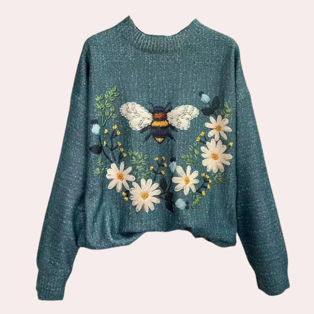 Karyn - Modny Sweter Dzianinowy Z Nadrukiem – Styl Na Wiosnę I Jesień - Image 3