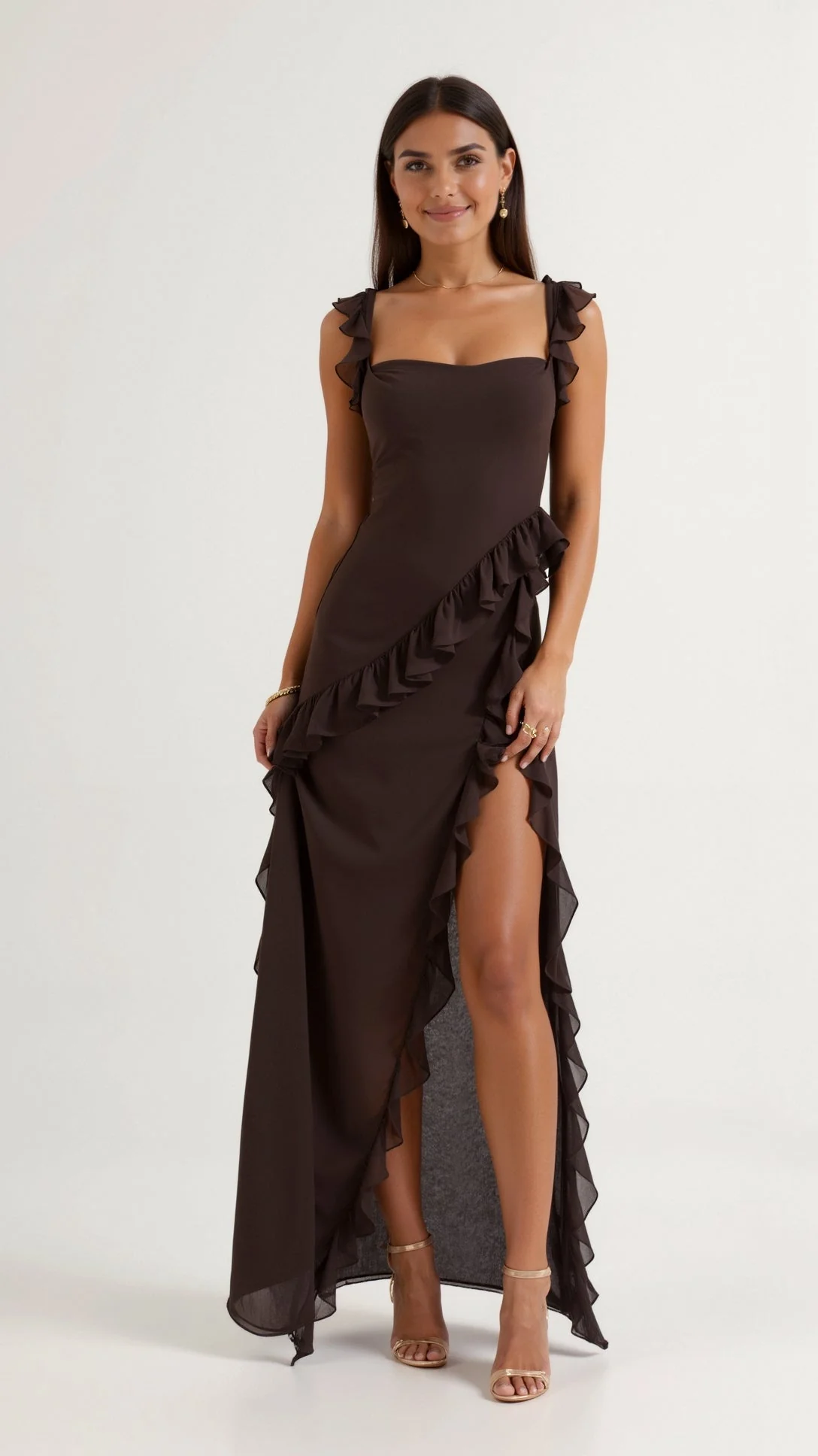 Laura | Elegancka falbankowa sukienka maxi - Image 3