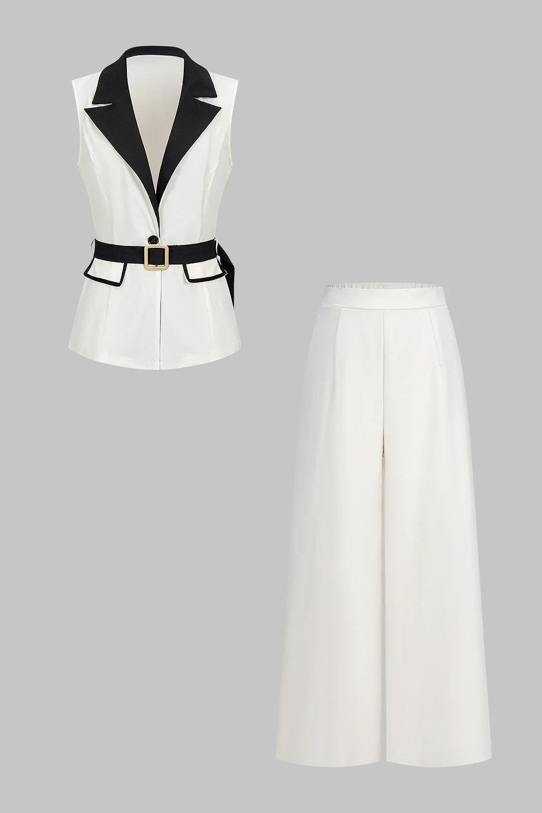 Lauren | Komplet elegancki z kamizelką i spodniami palazzo, szykowny nowoczesny