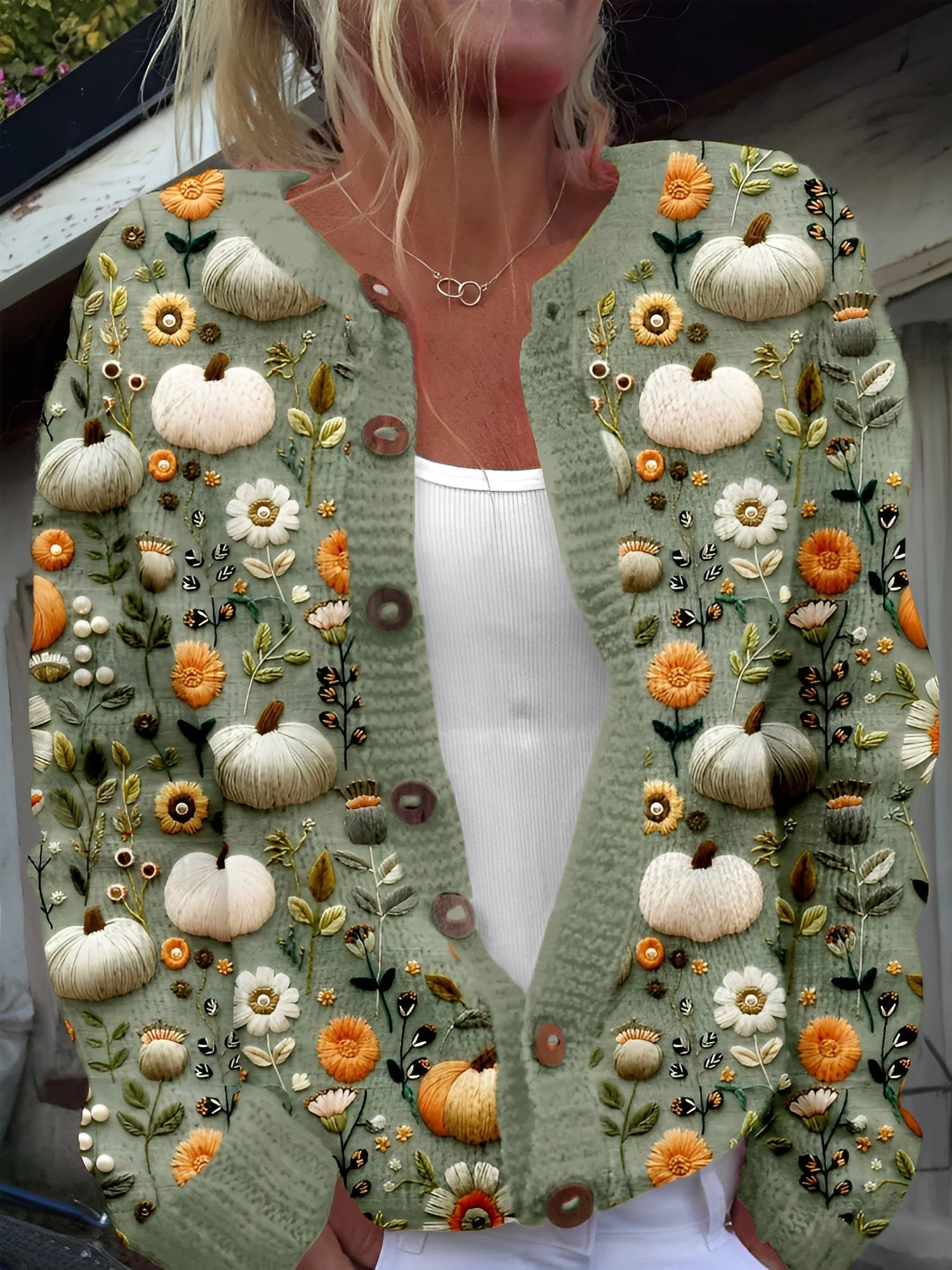 Leah - Kolorowy Kardigan W Kwiaty – Stylowy Przytulny Sweter Dzianinowy - Image 5