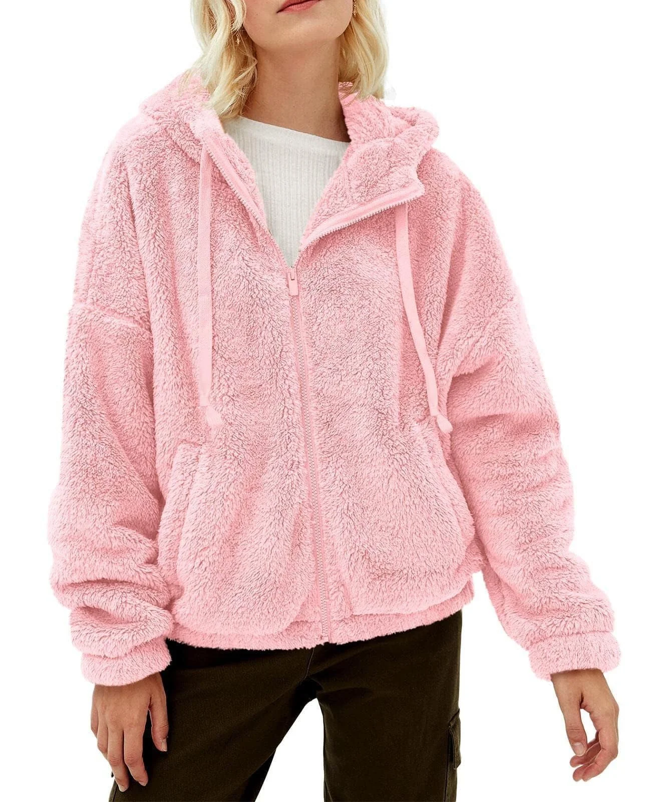 Leisha - Damski miękki polar z kapturem – styl casual