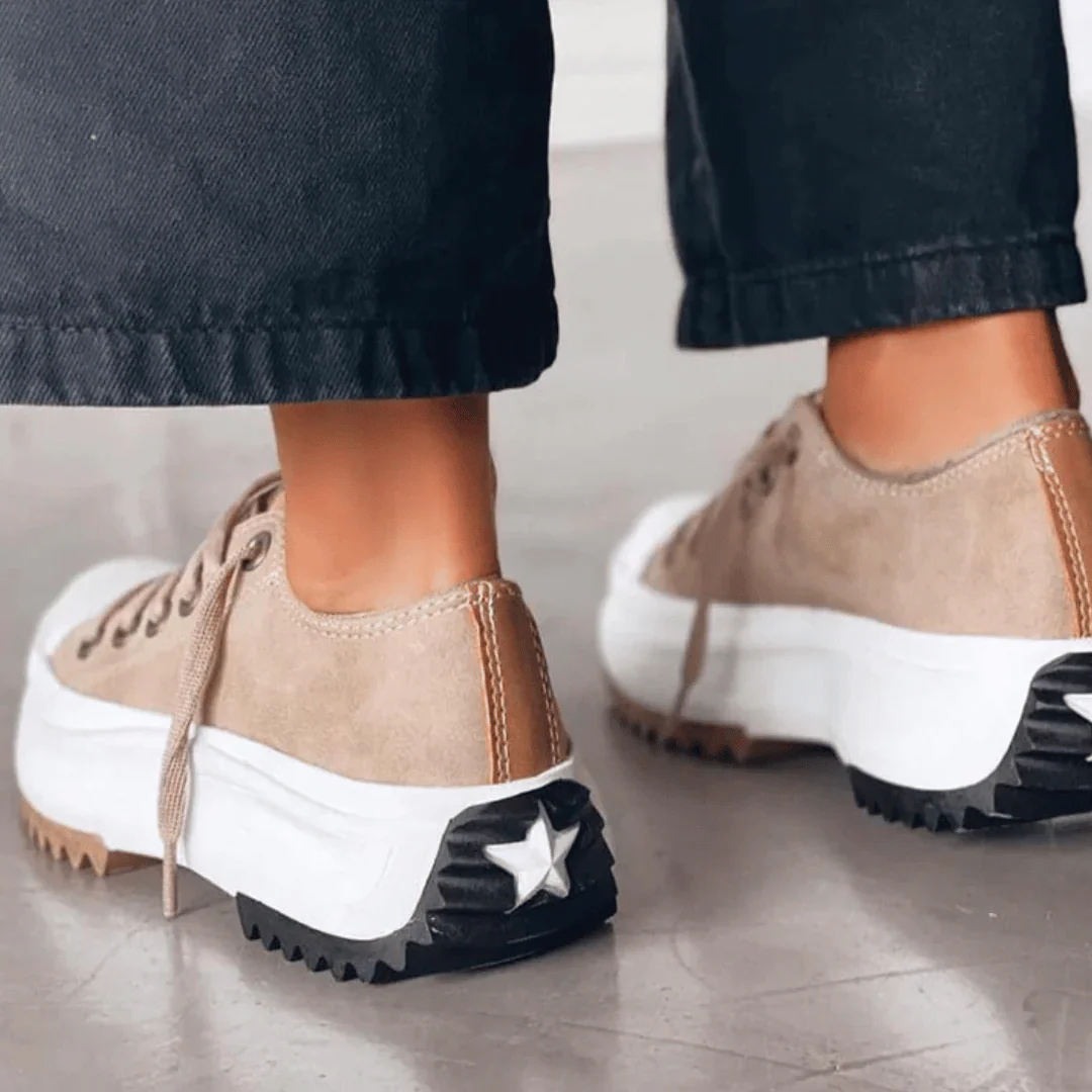 Lena - Damska ortopedyczne sneakersy na platformie | Sznurowane - Image 2