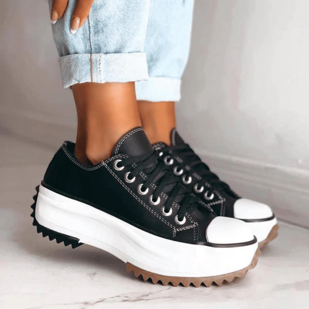 Lena - Damska ortopedyczne sneakersy na platformie | Sznurowane - Image 4