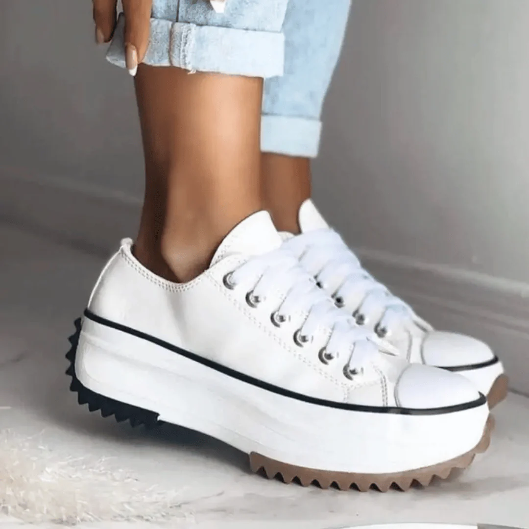 Lena - Damska ortopedyczne sneakersy na platformie | Sznurowane - Image 5