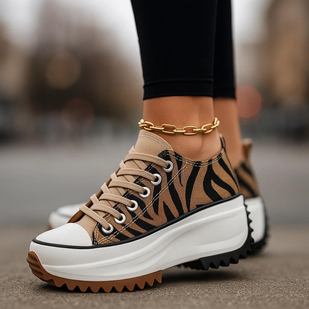 Lena – Damskie sneakersy na masywnej platformie z modnym wzorem