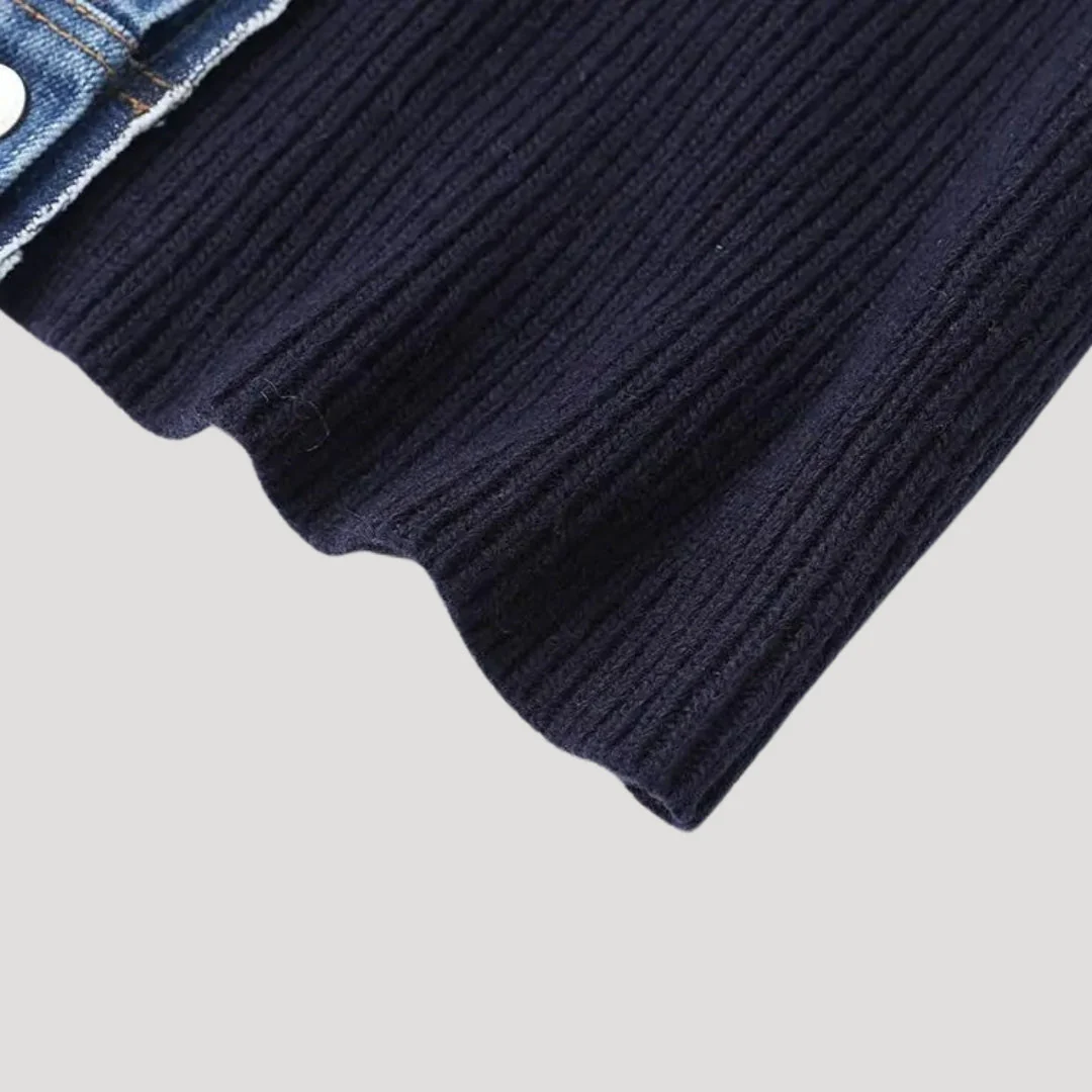 Lennon - Sweter z denimowym wykończeniem i długim rękawem - Image 5