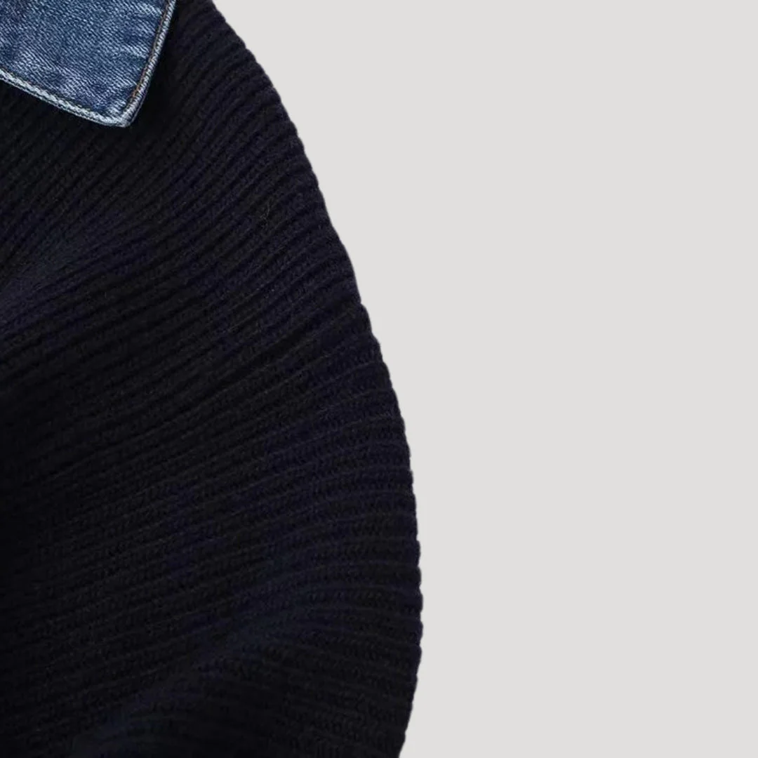 Lennon - Sweter z denimowym wykończeniem i długim rękawem - Image 6