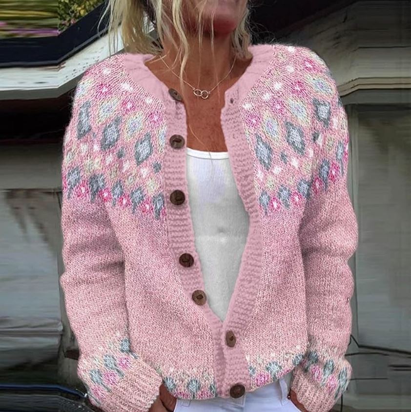 Lotte | Damski niebieski sweter z nadrukiem
