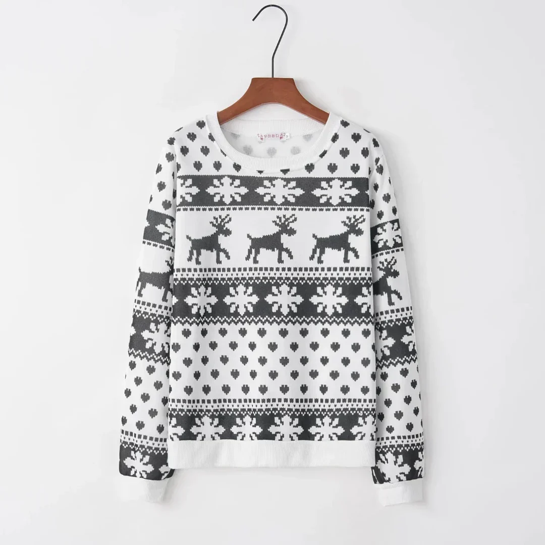 Magdalena - Zimowy świąteczny sweter damski dzianinowy w renifery i śnieżynki - Image 4