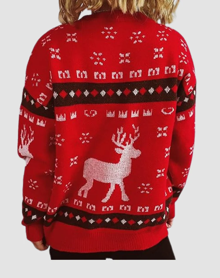 Millie - Damski świąteczny sweter z motywem renifera, przytulny i ciepły - Image 2