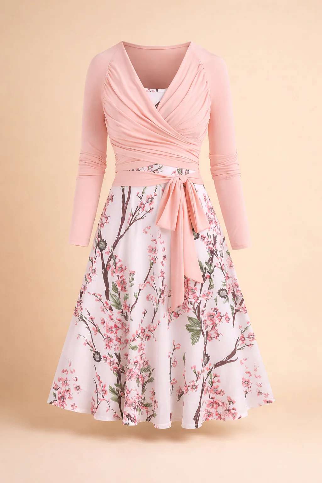 Olive | elegancki komplet damski z kopertową górą i rozkloszowanym dołem - Image 2